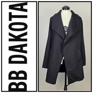 BB Dakota Black Draped Open Front Coat Jacket XS